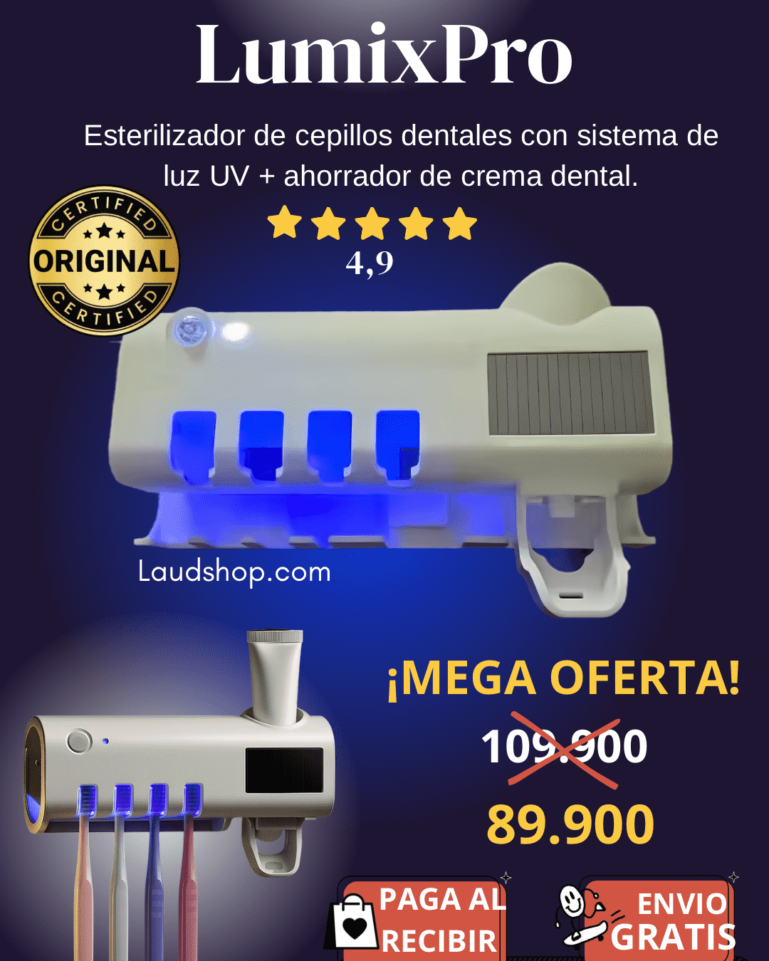 LUMIX PRO® esterilizador dual + dispensador